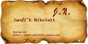 Janák Nikolett névjegykártya